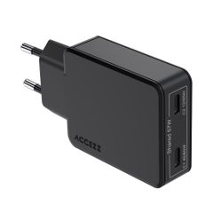 Accezz Caricabatterie GaN Ultra Slim - 2x USB-C - 65 W - Nero