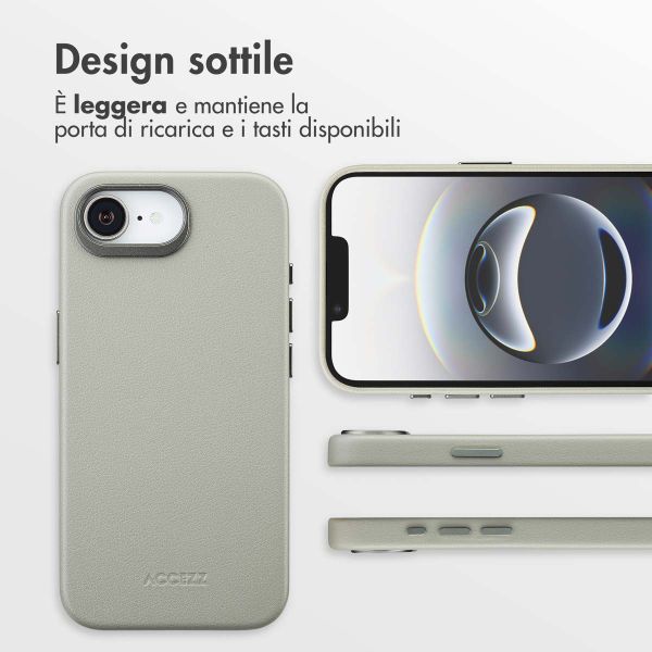 Accezz Cover in Pelle con MagSafe Apple iPhone 17e / 16e - Light Grey