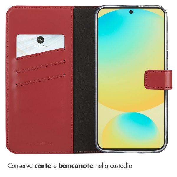 Selencia Cover a libro in vera pelle Samsung Galaxy S25 FE - Rosso