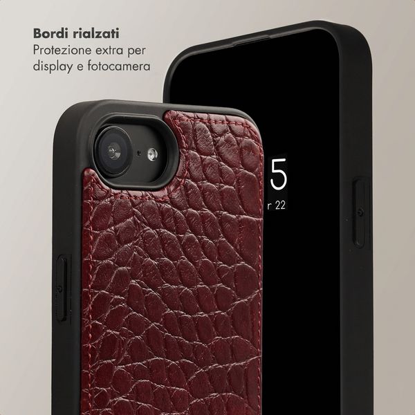 Selencia Cover per telefono Nova Croco con cordino e portacarte Apple iPhone 17e / 16e - Choco Brown