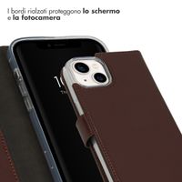 Selencia Cover a libro in vera pelle Apple iPhone 14 - Marrone
