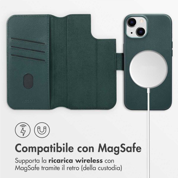 Accezz Cover in pelle 2 in 1 con MagSafe Apple iPhone 14 - Cedar Green