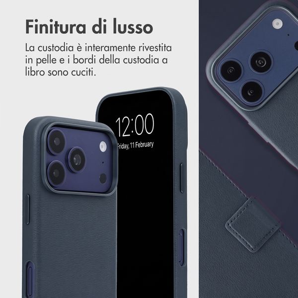 Accezz Cover in pelle 2 in 1 con MagSafe Apple iPhone 18 Pro / 17 Pro - Nightfall Blue
