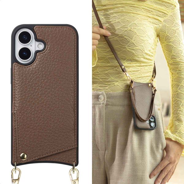 Selencia Cover per telefono Nova con cordino e portacarte Apple iPhone 17 - Mocha Brown