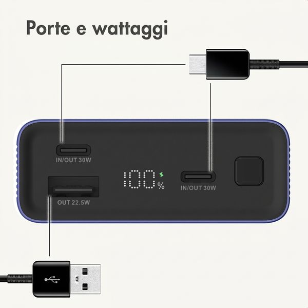 imoshion Powerbank in alluminio Ultra Series 20.000 mAh - Ricarica rapida fino a 33 watt - Cobalt Blue