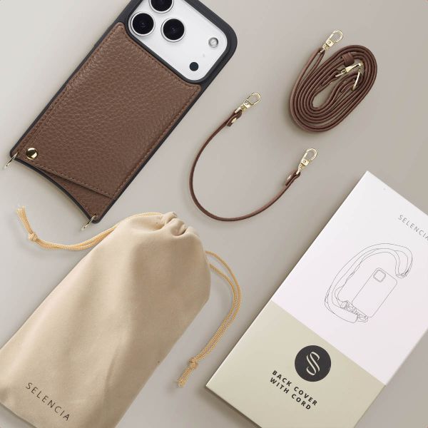 Selencia Cover per telefono Nova con cordino e portacarte Apple iPhone 17 Pro - Mocha Brown