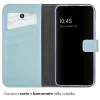 Selencia Cover a libro in vera pelle Samsung Galaxy S25 - Air Blue