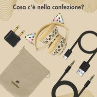 imoshion Special Edition - Cuffie wireless per bambini LED Light Cat Ear - Limitatore di Decibel - Con cavo AUX - Leopardo