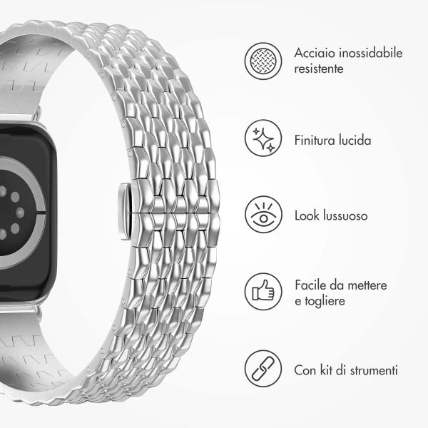 Selencia Cinturino Drago in acciaio Apple Watch | 38/40/41/42 mm - Argento