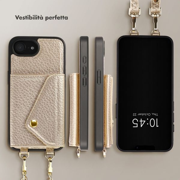 Selencia Cover per telefono Sera con cordino e portacarte a busta Apple iPhone 17e / 16e - Champagne