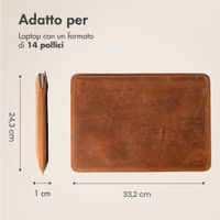 Accezz Custodia per laptop in pelle 14 pollici - Cognac