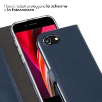 Selencia Cover a libro in vera pelle Apple iPhone 17e / 16e - Blu