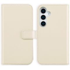 Selencia Cover a libro in vera pelle Samsung Galaxy S25 - Greige