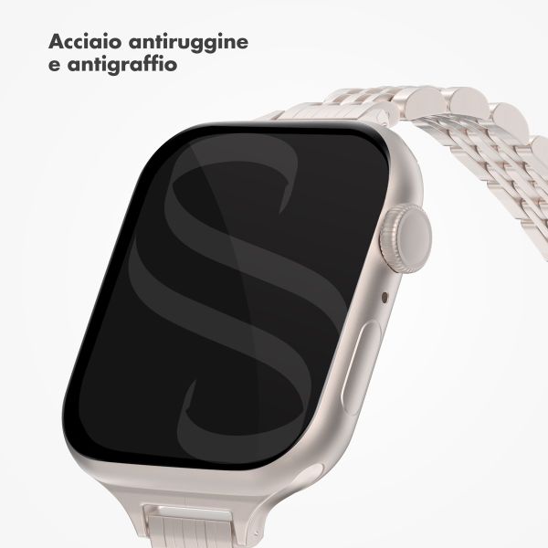 Selencia Cinturino sottile in acciaio ispirato a Jubilee Apple Watch | 38/40/41/42 mm - Starlight