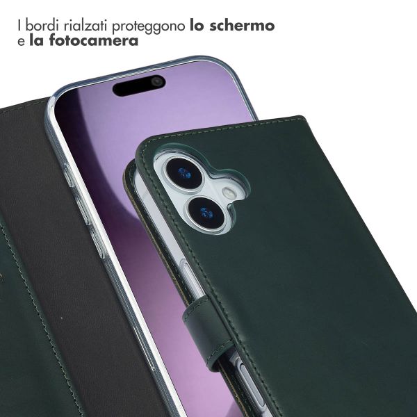 Selencia Cover a libro in vera pelle Apple iPhone 17 - Verde