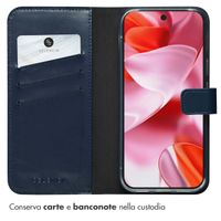 Selencia Cover a libro in vera pelle Google Pixel 10 / 10 Pro - Blu