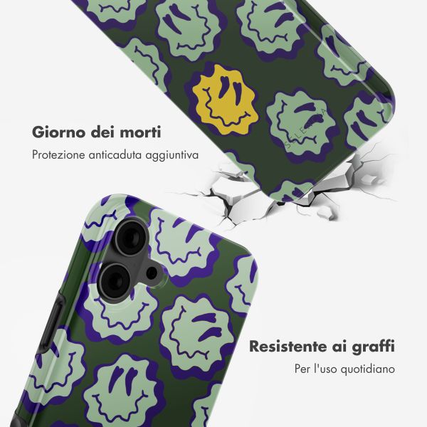 Selencia Cover posteriore Vivid con MagSafe Apple iPhone 16 - Wavy Smiley Green