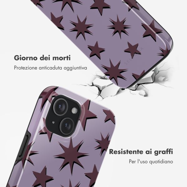 Selencia Cover posteriore Vivid con MagSafe Apple iPhone 15 - Stars Plum Lilac