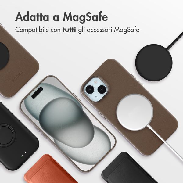Accezz Cover in Pelle con MagSafe Apple iPhone 15 - Marrone caffè