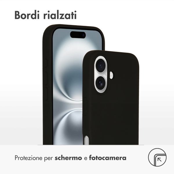 Accezz Cover in silicone liquido con MagSafe Apple iPhone 16 - Nero