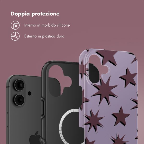 Selencia Cover posteriore Vivid con MagSafe Apple iPhone 16 - Stars Plum Lilac
