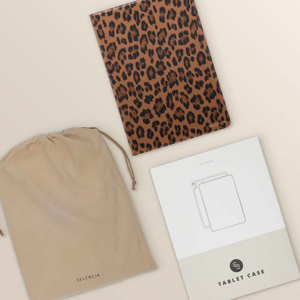 Selencia Libreria Sabi con stampa leopardata Samsung Galaxy Tab A9 Plus - Mocha Brown