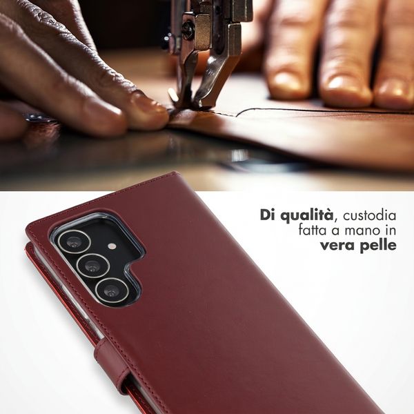 Selencia Cover a libro in vera pelle Samsung Galaxy S25 Ultra - Burgundy