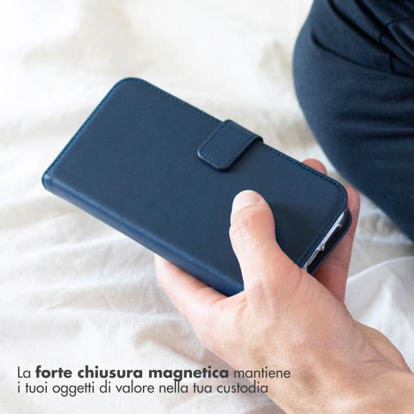 Selencia Cover a libro in vera pelle Samsung Galaxy S24 Plus - Blu scuro