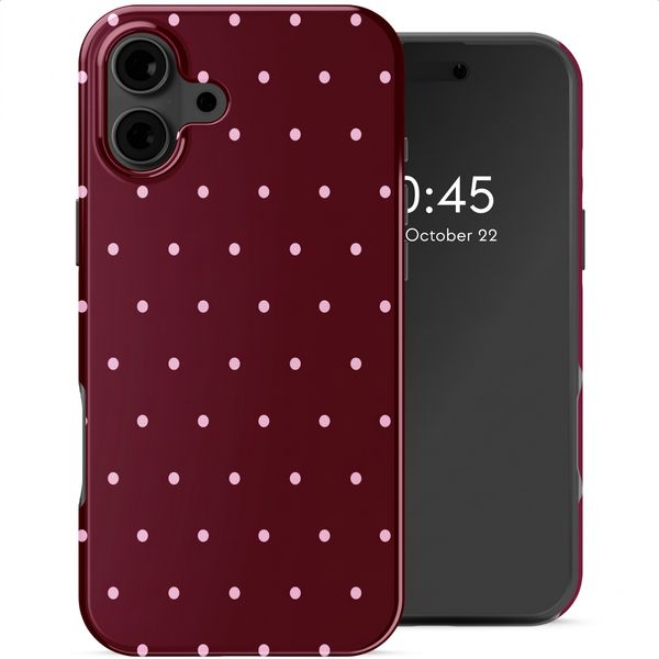Selencia Vivid Backcover Apple iPhone 16 - Happy Dots Burgundy