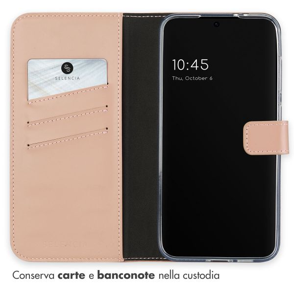 Selencia Cover a libro in vera pelle Samsung Galaxy S24 FE - Dusty Pink