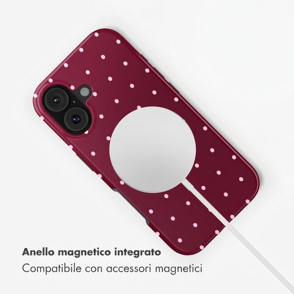 Selencia Cover posteriore Vivid con MagSafe Apple iPhone 16 - Happy Dots Burgundy