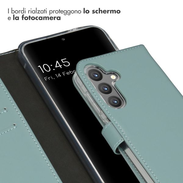 Selencia Cover a libro in vera pelle Samsung Galaxy S24 - Air Blue
