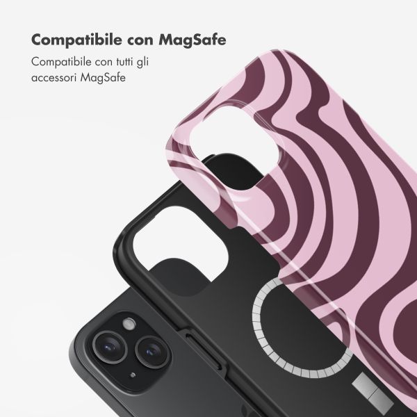 Selencia Cover posteriore Vivid con MagSafe Apple iPhone 15 - Wavy Swirl Pink Plum