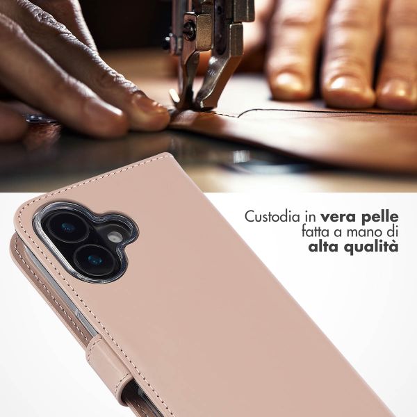 Selencia Cover a libro in vera pelle Apple iPhone 16 Plus - Dusty Pink