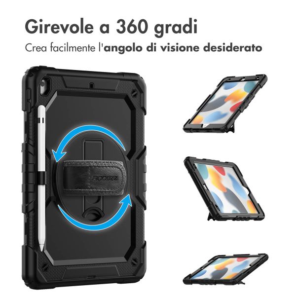 Accezz Cover Posteriore Resistente con tracolla Apple iPad 9 (2021) 10.2 pollici / iPad 8 (2020) 10.2 pollici / iPad 7 (2019) 10.2 pollici - Nero