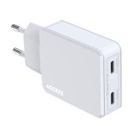 Accezz Caricabatterie GaN Ultra Slim - 2x USB-C - 65 W - Bianco