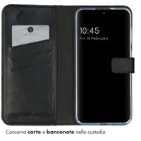 Selencia Cover a libro in vera pelle Samsung Galaxy S24 Plus - Nero
