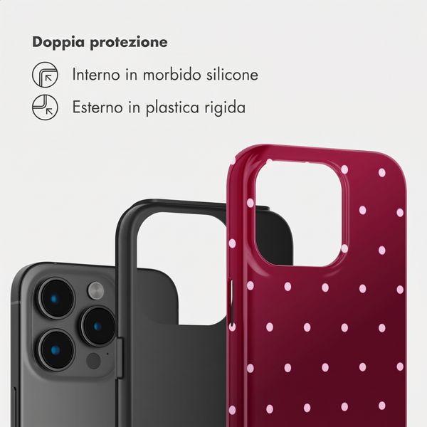 Selencia Cover Posteriore Vivid Apple iPhone 15 Pro - Happy Dots Burgundy
