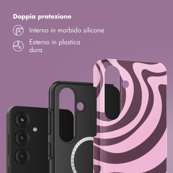 Selencia Cover posteriore Vivid con MagSafe Samsung Galaxy S25 - Wavy Swirl Pink Plum