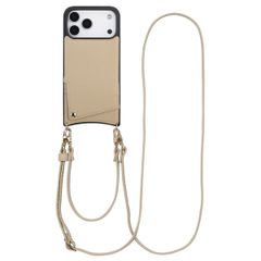 Selencia Cover per telefono Nova con cordino e portacarte Apple iPhone 18 Pro Max / 17 Pro Max - Beige