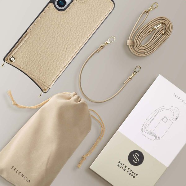 Selencia Cover per telefono Nova con cordino e portacarte Samsung Galaxy S25 - Beige