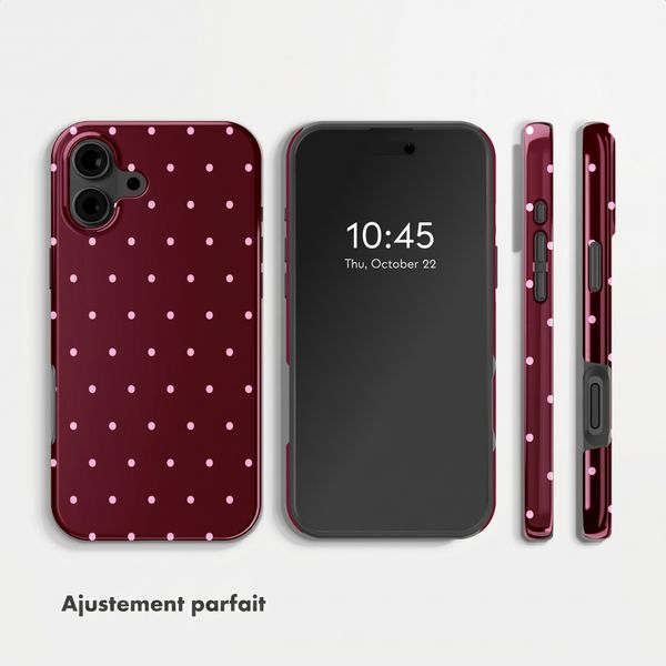 Selencia Vivid Backcover Apple iPhone 16 - Happy Dots Burgundy
