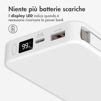 Accezz Powerbank da 10.000 mAh con cavi integrati – Quick Charge e Power Delivery – Bianco