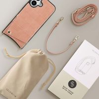 Selencia Cover per telefono Nova Croco con cordino e portacarte Apple iPhone 16 - Old Pink