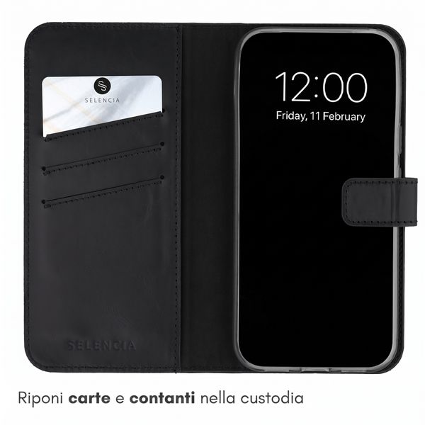 Selencia Cover a libro in vera pelle Google Pixel 11 / 11 Pro - Nero