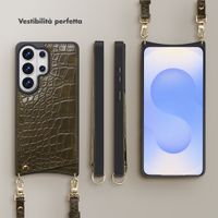 Selencia Cover per telefono Nova Croco con cordino e portacarte Samsung Galaxy S26 Ultra - Dark Olive