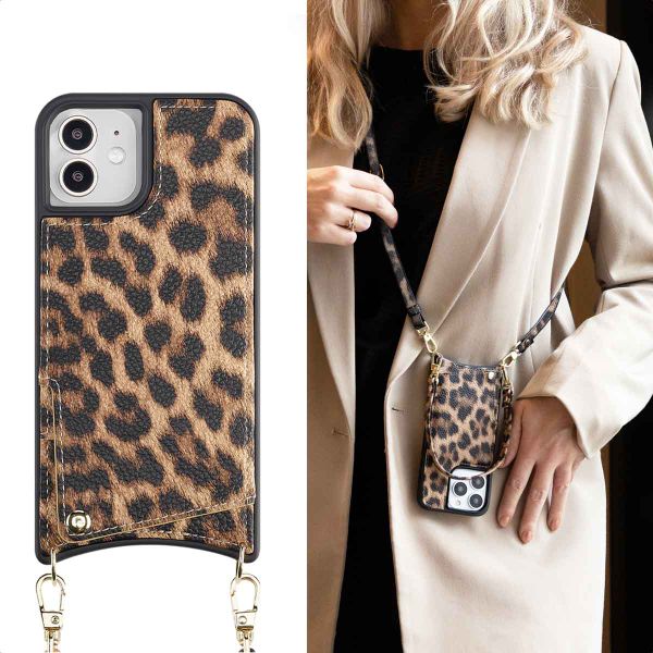 Selencia Cover per telefono Nova con cordino e portacarte Apple iPhone 12 (Pro) - Leopard