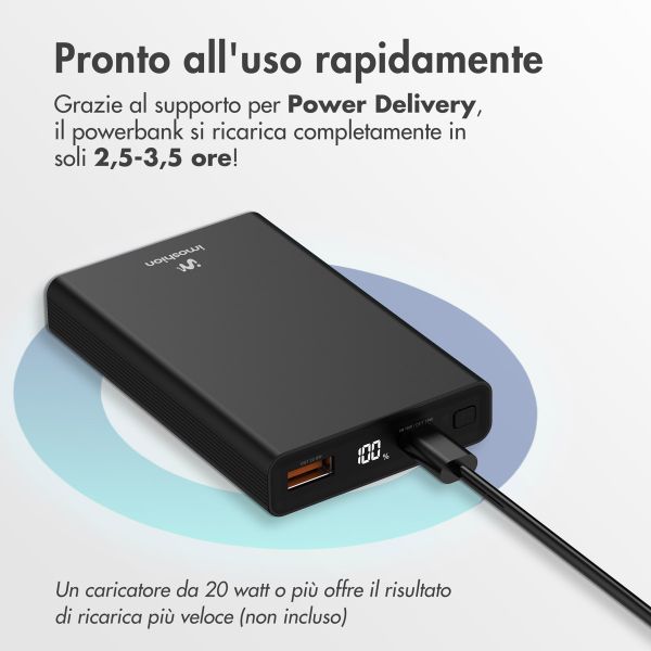 imoshion Powerbank Ultra Series in alluminio da 10.000 mAh – Quick Charge e Power Delivery – Nero