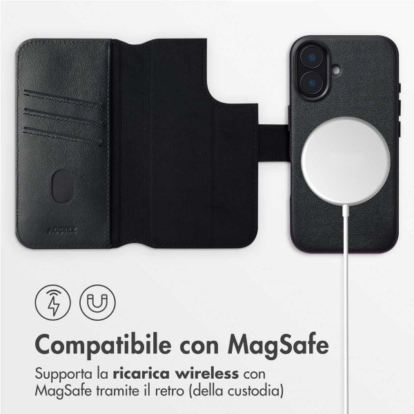 Accezz Cover in pelle 2 in 1 con MagSafe Apple iPhone 16 - Onyx Black