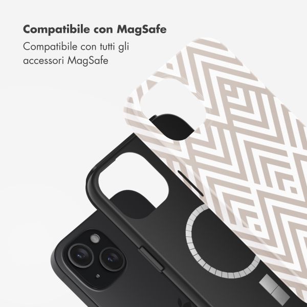 Selencia Cover posteriore Vivid con MagSafe Apple iPhone 15 - Beige Zigzag